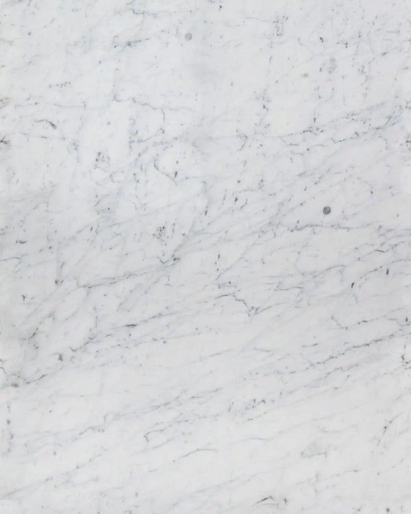 Carrara Bianco marble surface with soft white tone and fine gray veining